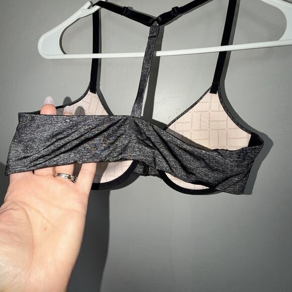 Victoria's Secret Racerback Semi Demi Bra 34B Black Gray Front Clasp - Picture 3 of 5